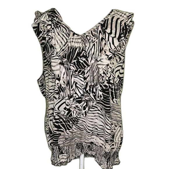 Style & Co. Tops - Zebra Print Women's Top size 2X black white ruffle blouse